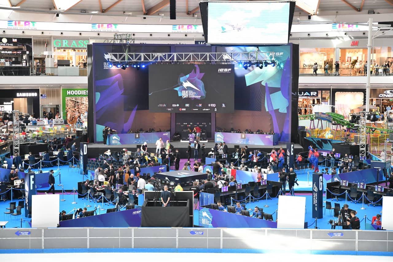 The championship stage and competition floor in the Ice Mall atrium in Eilat